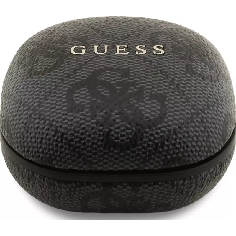 Guess 4G Classic Metal Logo True Wireless Bluetooth slúchadlá s ENC a nabíjacím puzdrom, čierna