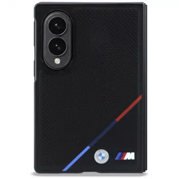 BMW M kožené perforované trikolórové pruhy kovové logá MagSafe puzdro pre Samsung Galaxy Z Fold8 - čierna