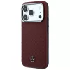 Mercedes kožené Semi Wrap s efektom dreva MagSafe puzdro pre iPhone 18 Pro Max / 17 Pro Max - bordová