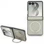 Guess Magnetic Ring Stand Grained Classic Logo MagSafe puzdro pre Samsung Galaxy Z Flip 8, béžová