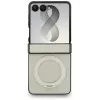 Guess Magnetic Ring Stand Grained Classic Logo MagSafe puzdro pre Samsung Galaxy Z Flip 8, béžová