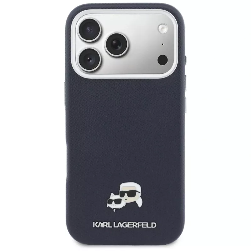 Karl Lagerfeld Karl & Choupette Head Pins Saffiano MagSafe puzdro pre iPhone 17 Pro Max - modrá