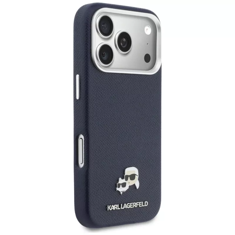Karl Lagerfeld Karl & Choupette Head Pins Saffiano MagSafe puzdro pre iPhone 17 Pro Max - modrá