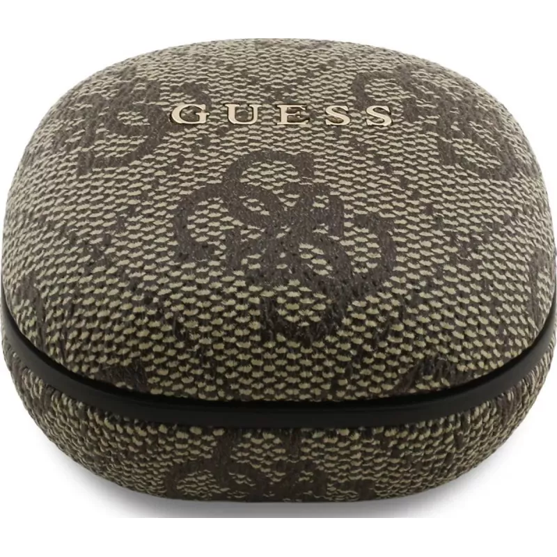 Guess 4G Classic Metal Logo True Wireless slúchadlá s ENC a nabíjacím puzdrom (hnedá)