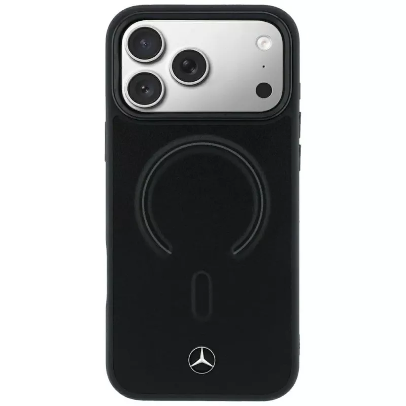 Mercedes kožené 3D MagSafe puzdro pre iPhone 18 Pro Max / 17 Pro Max - čierna