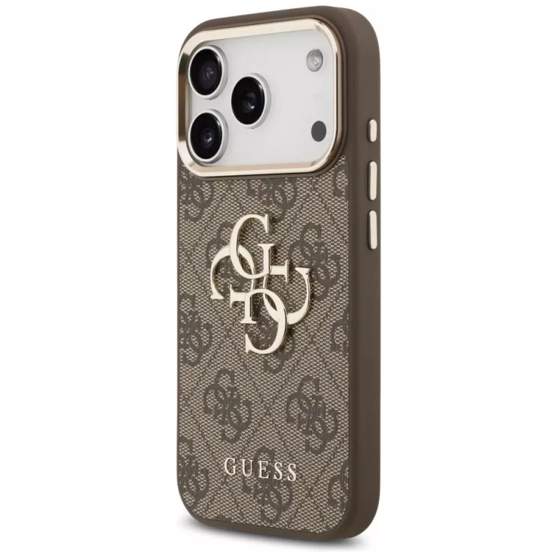 GUESS 4G Big Classic Logo puzdro pre iPhone 17 Pro / 18 Pro - hnedá a zlatá