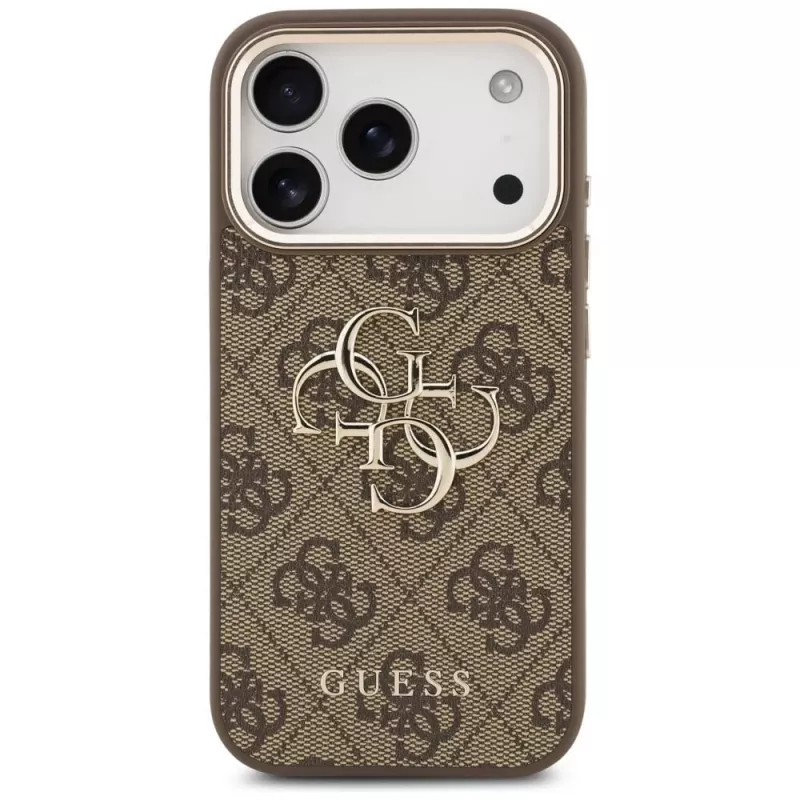 GUESS 4G Big Classic Logo puzdro pre iPhone 17 Pro / 18 Pro - hnedá a zlatá