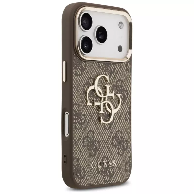 GUESS 4G Big Classic Logo puzdro pre iPhone 17 Pro / 18 Pro - hnedá a zlatá