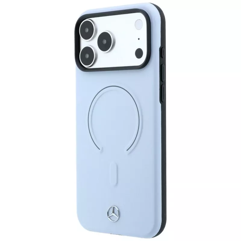 Mercedes kožené 3D MagSafe puzdro pre iPhone 18 Pro Max / 17 Pro Max - modrá