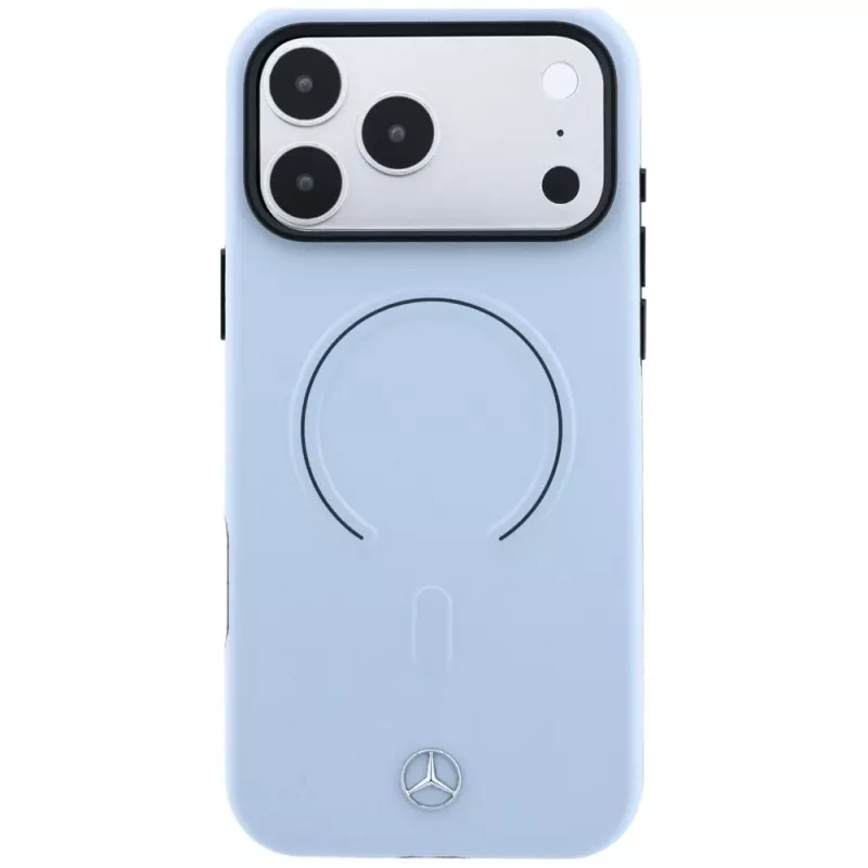 Mercedes kožené 3D MagSafe puzdro pre iPhone 18 Pro Max / 17 Pro Max - modrá