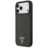GUESS kožené 4G Triangle Strass MagSafe puzdro pre iPhone 18 Pro Max / 17 Pro Max - čierna