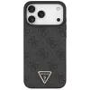 GUESS kožené 4G Triangle Strass MagSafe puzdro pre iPhone 18 Pro Max / 17 Pro Max - čierna
