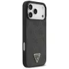 GUESS kožené 4G Triangle Strass MagSafe puzdro pre iPhone 18 Pro Max / 17 Pro Max - čierna