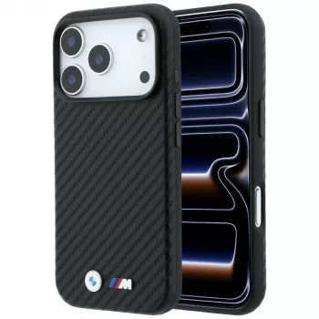 BMW M Carbon Metal Logo MagSafe puzdro pre iPhone 18 Pro / 17 Pro – čierna