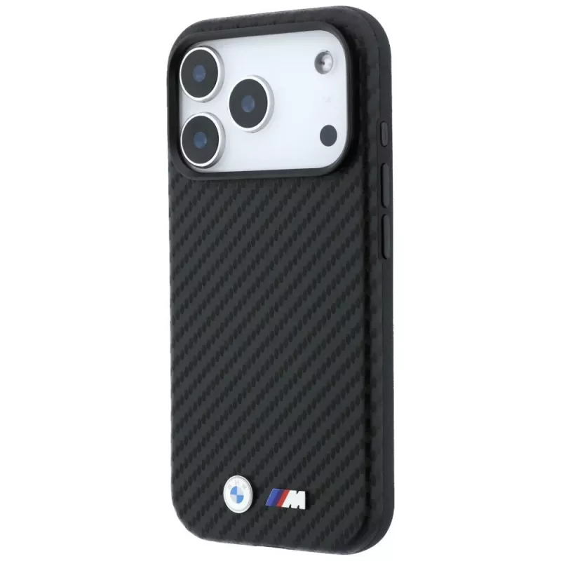 BMW M Carbon Metal Logo MagSafe puzdro pre iPhone 18 Pro / 17 Pro – čierna