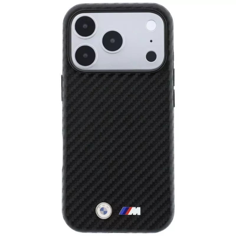 BMW M Carbon Metal Logo MagSafe puzdro pre iPhone 18 Pro / 17 Pro – čierna