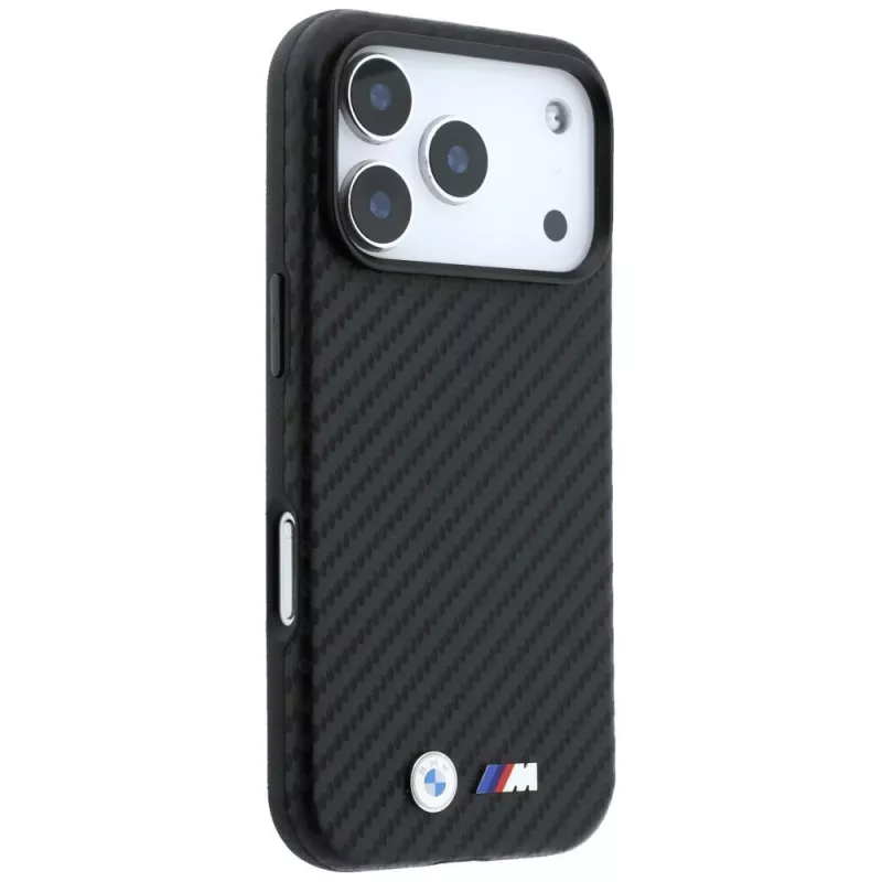 BMW M Carbon Metal Logo MagSafe puzdro pre iPhone 18 Pro / 17 Pro – čierna