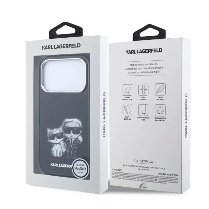 Karl Lagerfeld IML Karl & Choupette Bodies Sketch Print MagSafe puzdro pre iPhone 18 Pro / 17 Pro - čierna