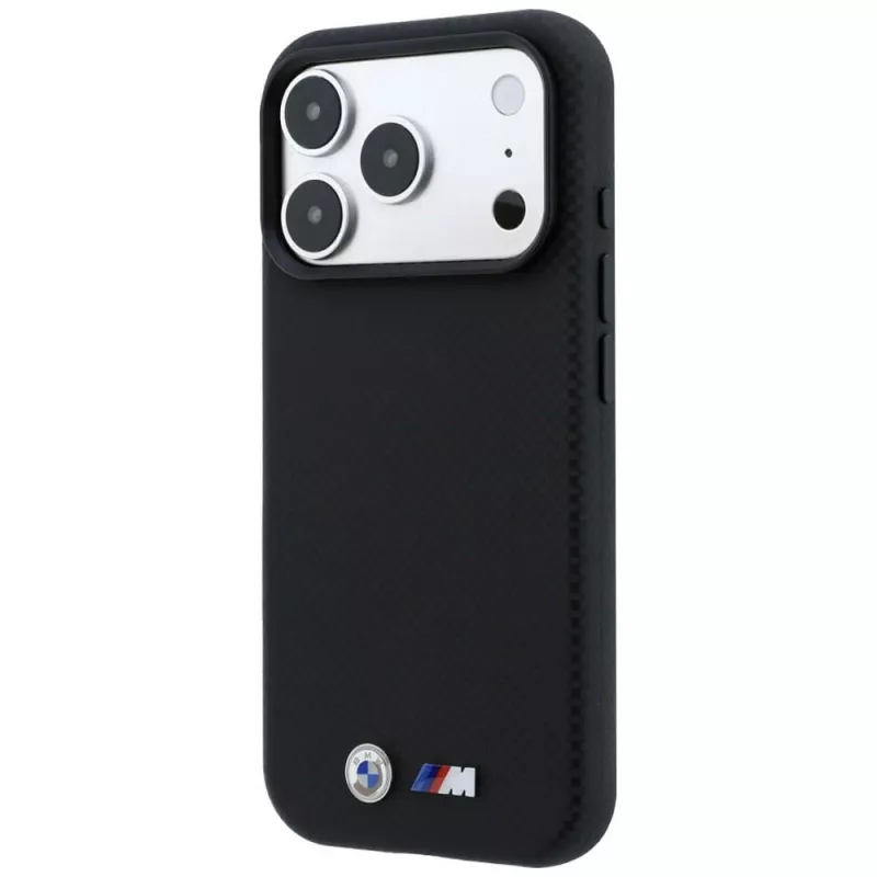 BMW M Quadrille Kevlar Metal Logo MagSafe puzdro pre iPhone 18 Pro Max / 17 Pro Max - čierna