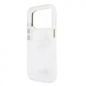 GUESS IML 4G Script Metal MagSafe puzdro pre iPhone 18 Pro / 17 Pro, biela