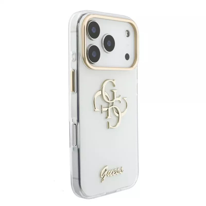 Puzdro MagSafe GUESS IML 4G Script Metal pre iPhone 18 Pro / 17 Pro, biele