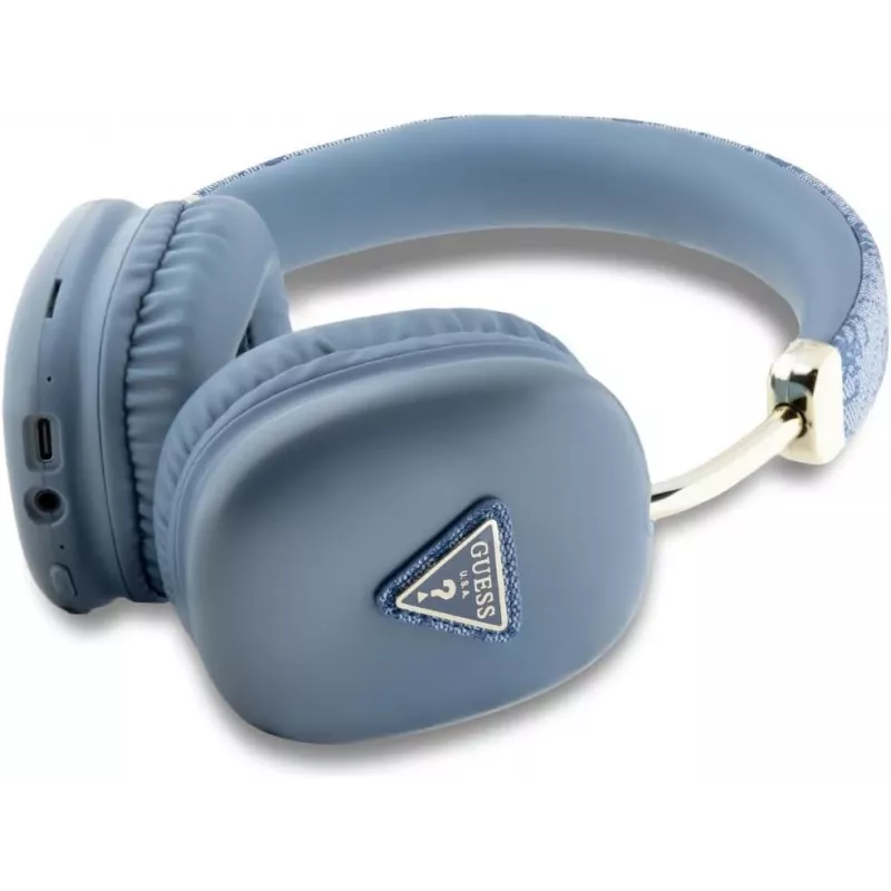 GUESS 4G Triangle Logo bezdrôtové over-ear slúchadlá Bluetooth 5.3 modré