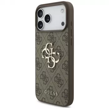 GUESS 4G Big Logo zadné puzdro pre Apple iPhone 17 Pro / 18 Pro - hnedá