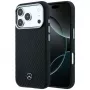 Mercedes kožené Semi Wrap s efektom dreva MagSafe puzdro pre iPhone 18 Pro Max / 17 Pro Max - čierna
