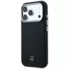 Mercedes kožené Semi Wrap s efektom dreva MagSafe puzdro pre iPhone 18 Pro Max / 17 Pro Max - čierna