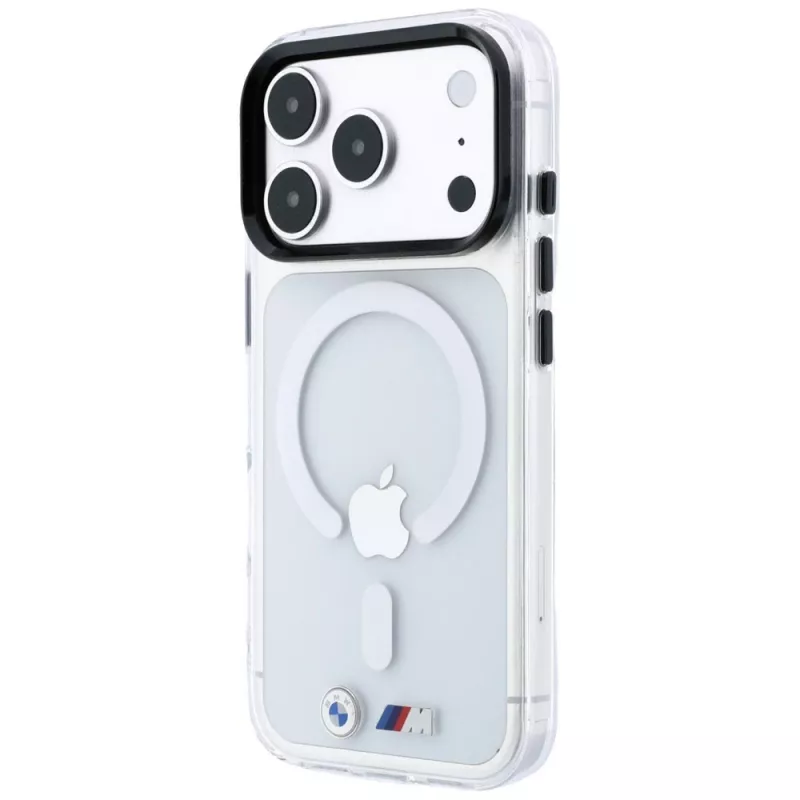 BMW M IML lesklé kovové logo & ozdobné lišty MagSafe puzdro pre iPhone 18 Pro / 17 Pro - transparentná