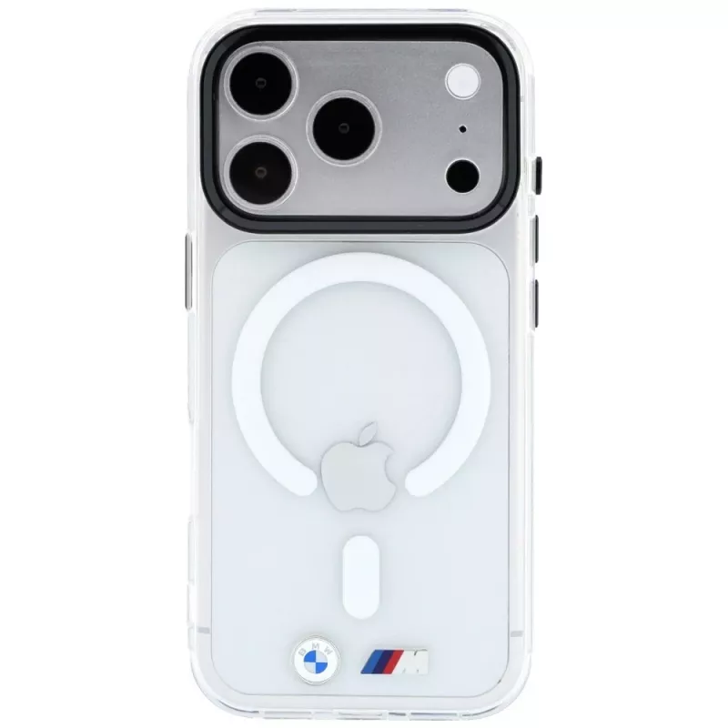 BMW M IML lesklé kovové logo & ozdobné lišty MagSafe puzdro pre iPhone 18 Pro / 17 Pro - transparentná