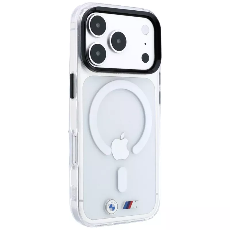BMW M IML lesklé kovové logo & ozdobné lišty MagSafe puzdro pre iPhone 18 Pro / 17 Pro - transparentná