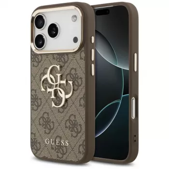 GUESS 4G Big Logo Classic puzdro na telefón pre iPhone 17 Pro Max / 18 Pro Max – hnedá a zlatá