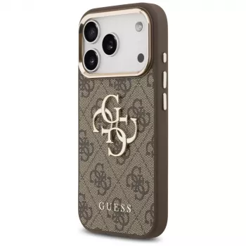 GUESS 4G Big Logo Classic puzdro na telefón pre iPhone 17 Pro Max / 18 Pro Max – hnedá a zlatá