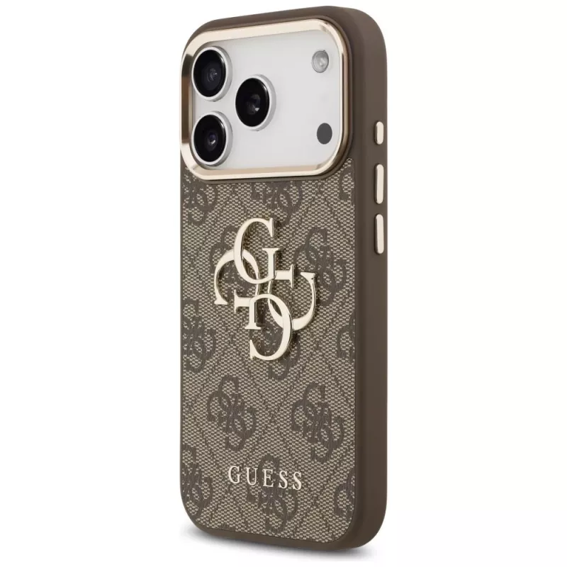 GUESS 4G Big Logo Classic puzdro na telefón pre iPhone 17 Pro Max / 18 Pro Max – hnedá a zlatá