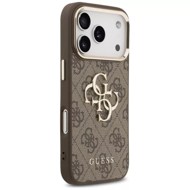 GUESS 4G Big Logo Classic puzdro na telefón pre iPhone 17 Pro Max / 18 Pro Max – hnedá a zlatá