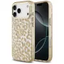 Puzdro MagSafe GUESS IML Leopard Glitter Triangle Logo pre iPhone 18 Pro / 17 Pro, hnedé