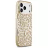 Puzdro MagSafe GUESS IML Leopard Glitter Triangle Logo pre iPhone 18 Pro / 17 Pro, hnedé