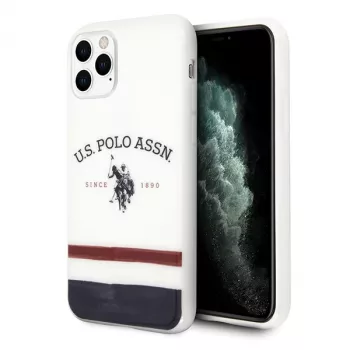 Puzdro U.S. Polo Assn. USHCN58PCSTRB Tricolor Pattern Collection pre iPhone 11 Pro, biele