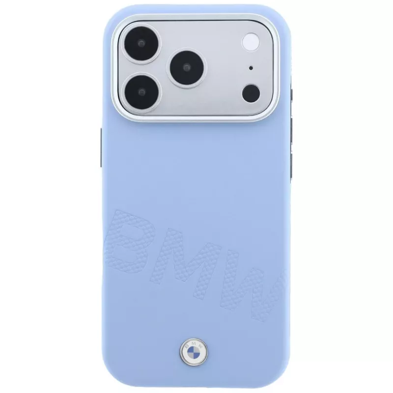 BMW Signature Inclined Deboss Letters MagSafe puzdro pre iPhone 18 Pro / 17 Pro – modrá