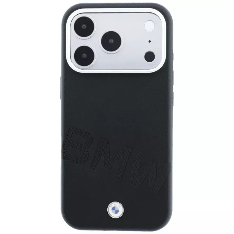 BMW Sign Inclined Deboss Letters MagSafe puzdro pre iPhone 18 Pro / 17 Pro – čierna