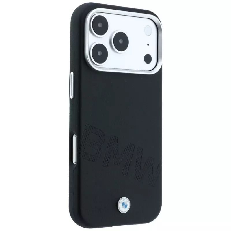 BMW Sign Inclined Deboss Letters MagSafe puzdro pre iPhone 18 Pro / 17 Pro – čierna