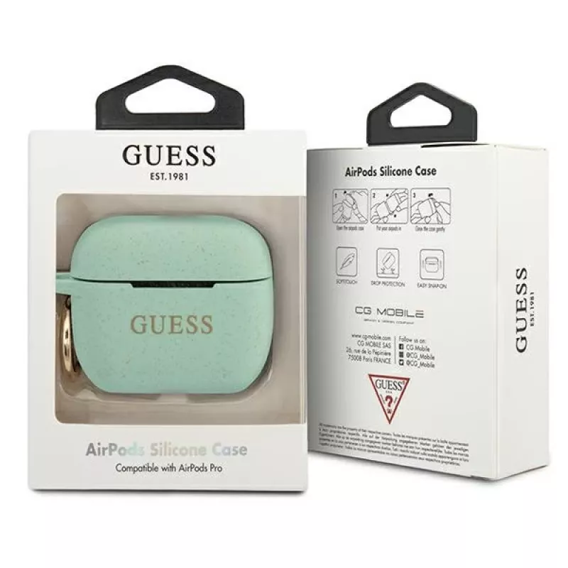 GUESS GUACAPSILGLGN puzdro pre AirPods Pro zelená silikón gliter