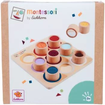 Eichhorn Montessori hmatová doska – 6 taktilných textúr, brezové drevo, od 12 mesiacov