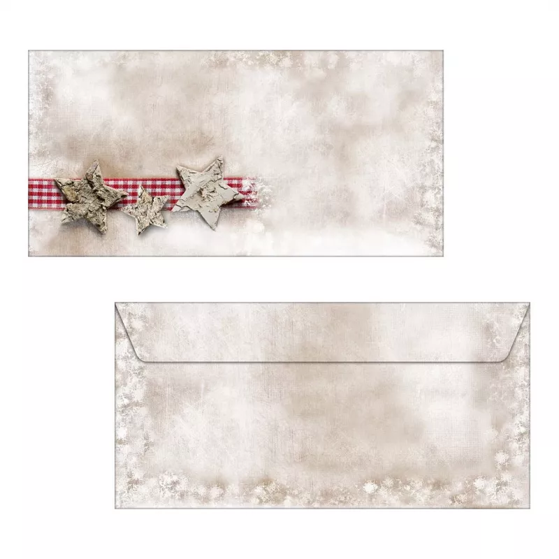 Sigel DU049 Vianočná obálka DIN dlhá (DL, 110 x 220 mm), Winter Chalet, hnedá/červená, 90 g/m²