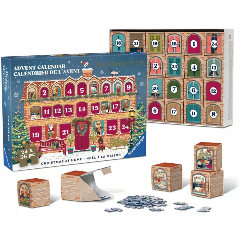 RAVENSBURGER puzzle adventný kalendár Vianoce doma - 24 mini puzzle, 576 dielikov, Softclick technológia