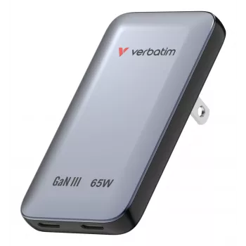 Verbatim Slim GaN nabíjačka 2 porty 65W (EU/UK/US) sivá