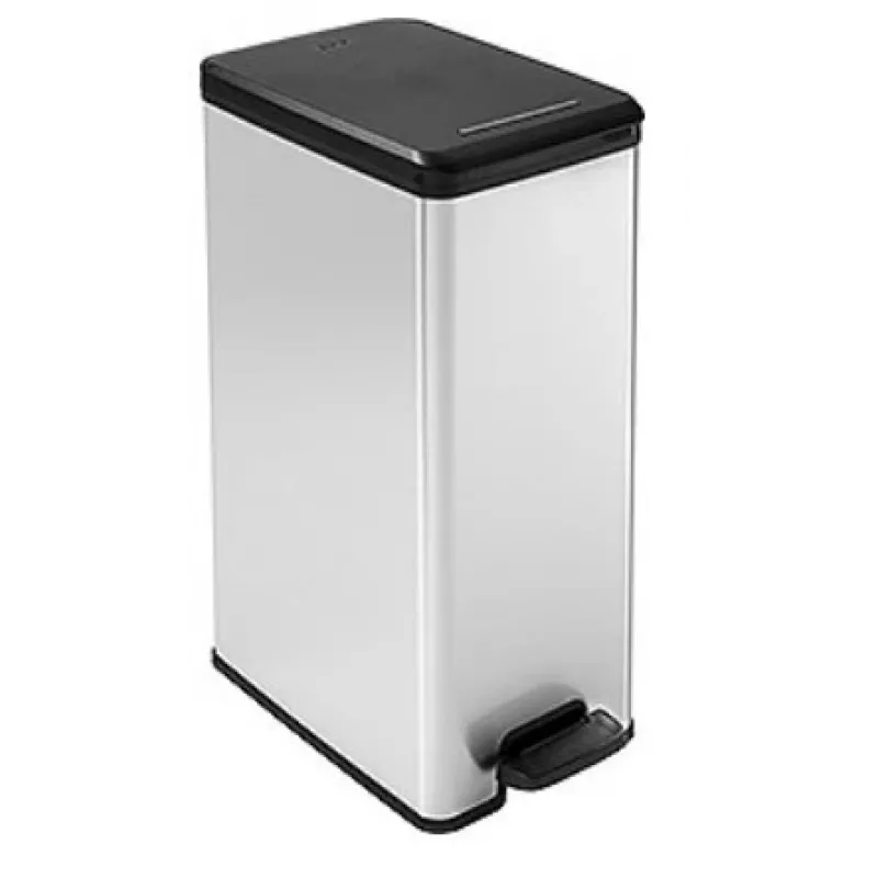 Curver Slim Bin 40L hranatý plastový čierny, strieborný