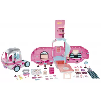 MGA L.O.L. Surprise Glamper 4-in-1 premeniteľná hracia súprava s 55+ prekvapeniami, svetlo a zvuk