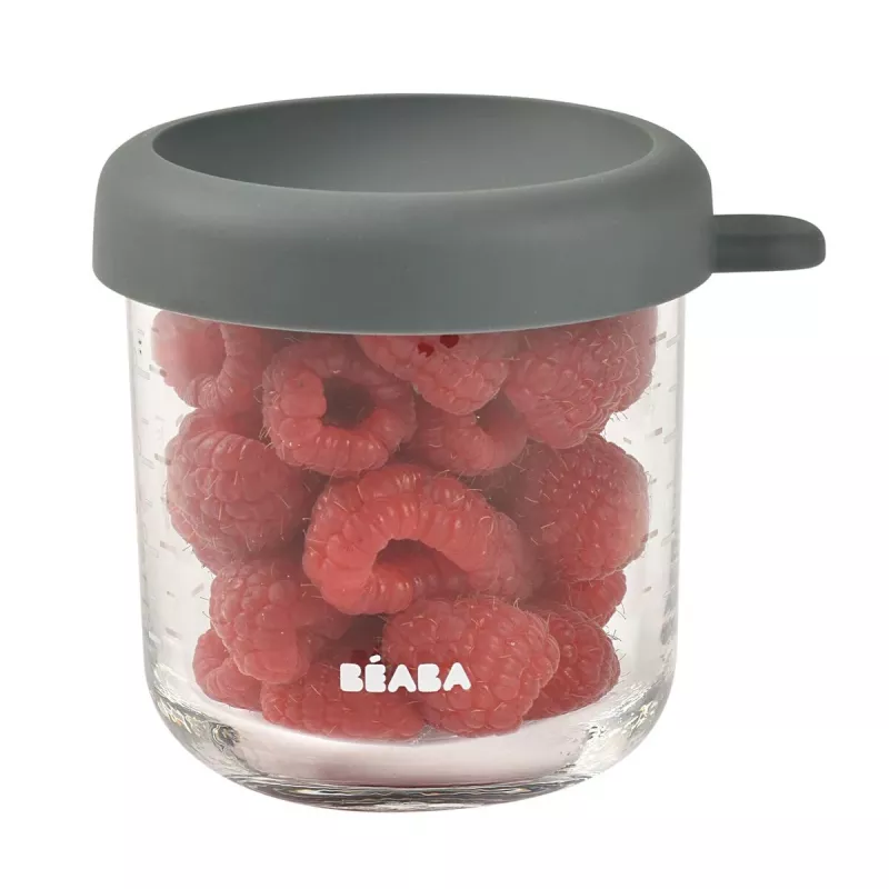 BEABA sklenená nádoba na skladovanie so vzduchotesným viečkom 250 ml mineral